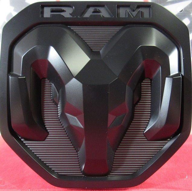 Black "Ram Head" Tailgate Emblem 2019-up RAM 1500 - Click Image to Close